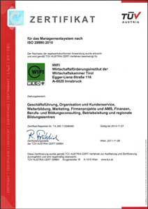 TÜV CERT ISO 29990:2010
