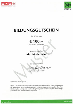 Muster eines WIFI-Bildungsgutscheines